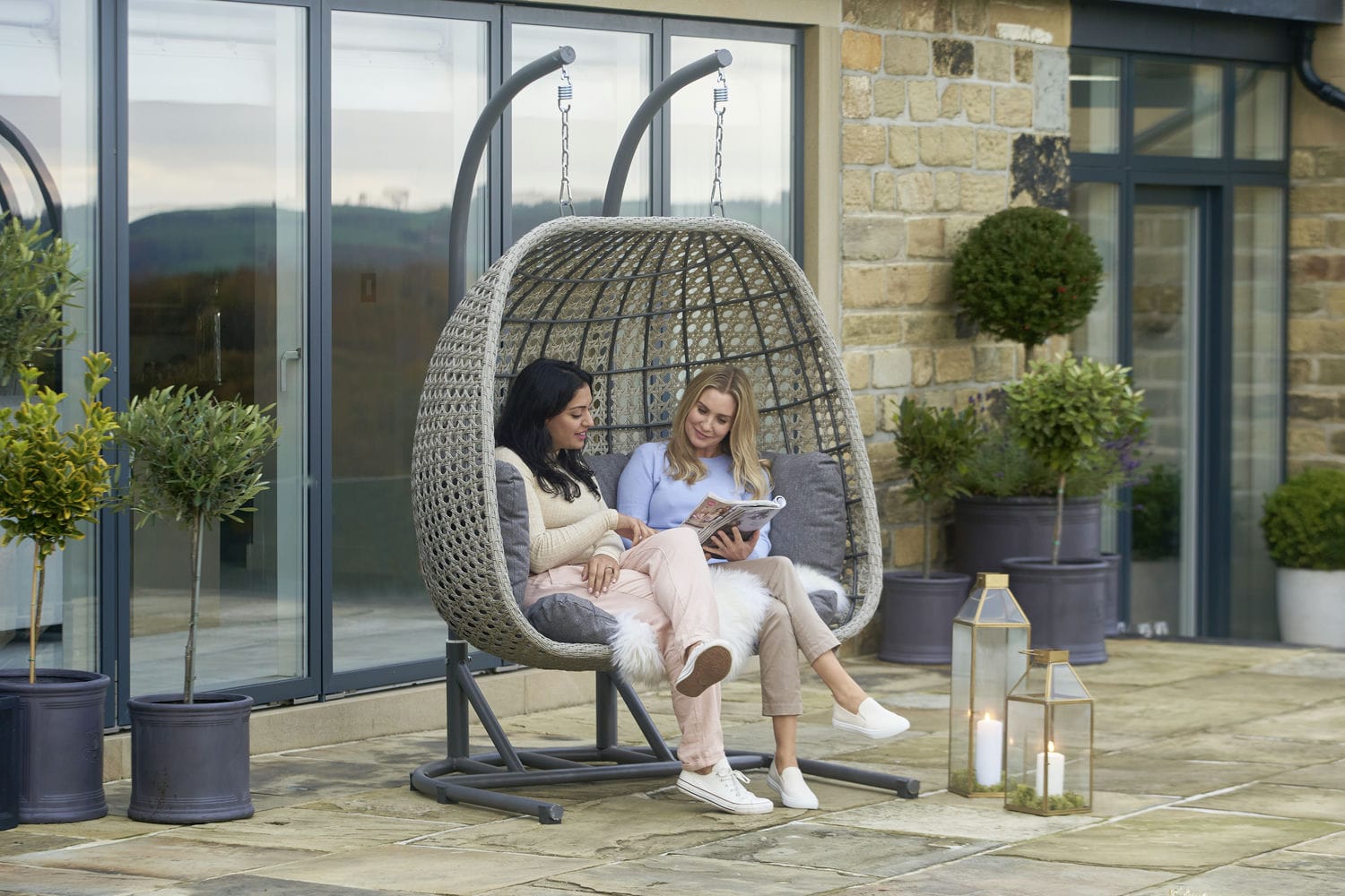 Stone Grey St Kitts Double Hanging Chair