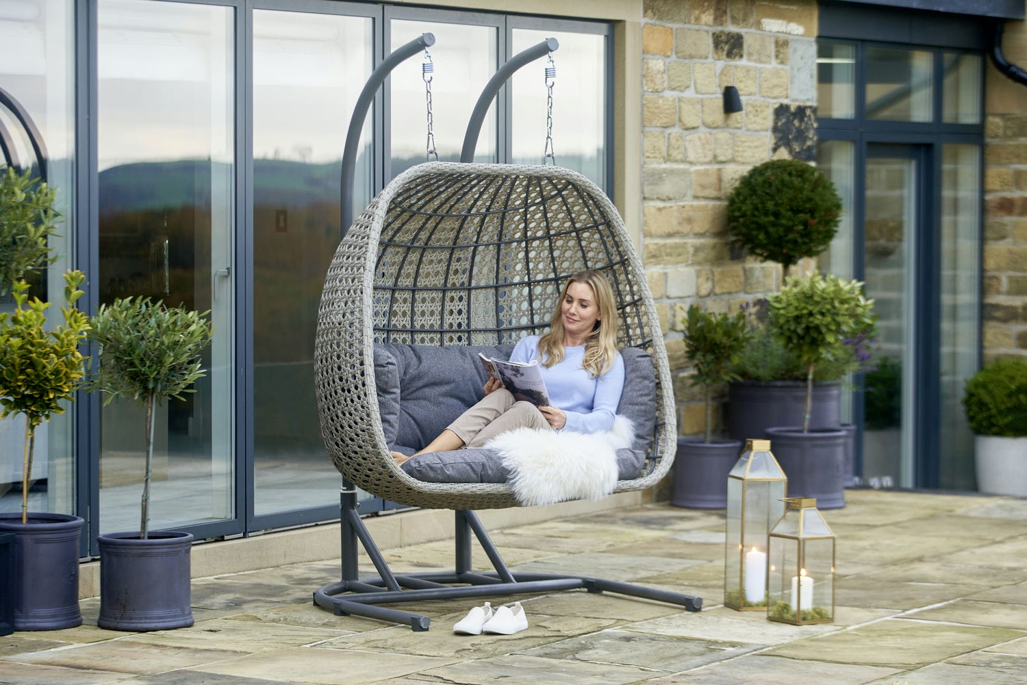 Stone Grey St Kitts Double Hanging Chair