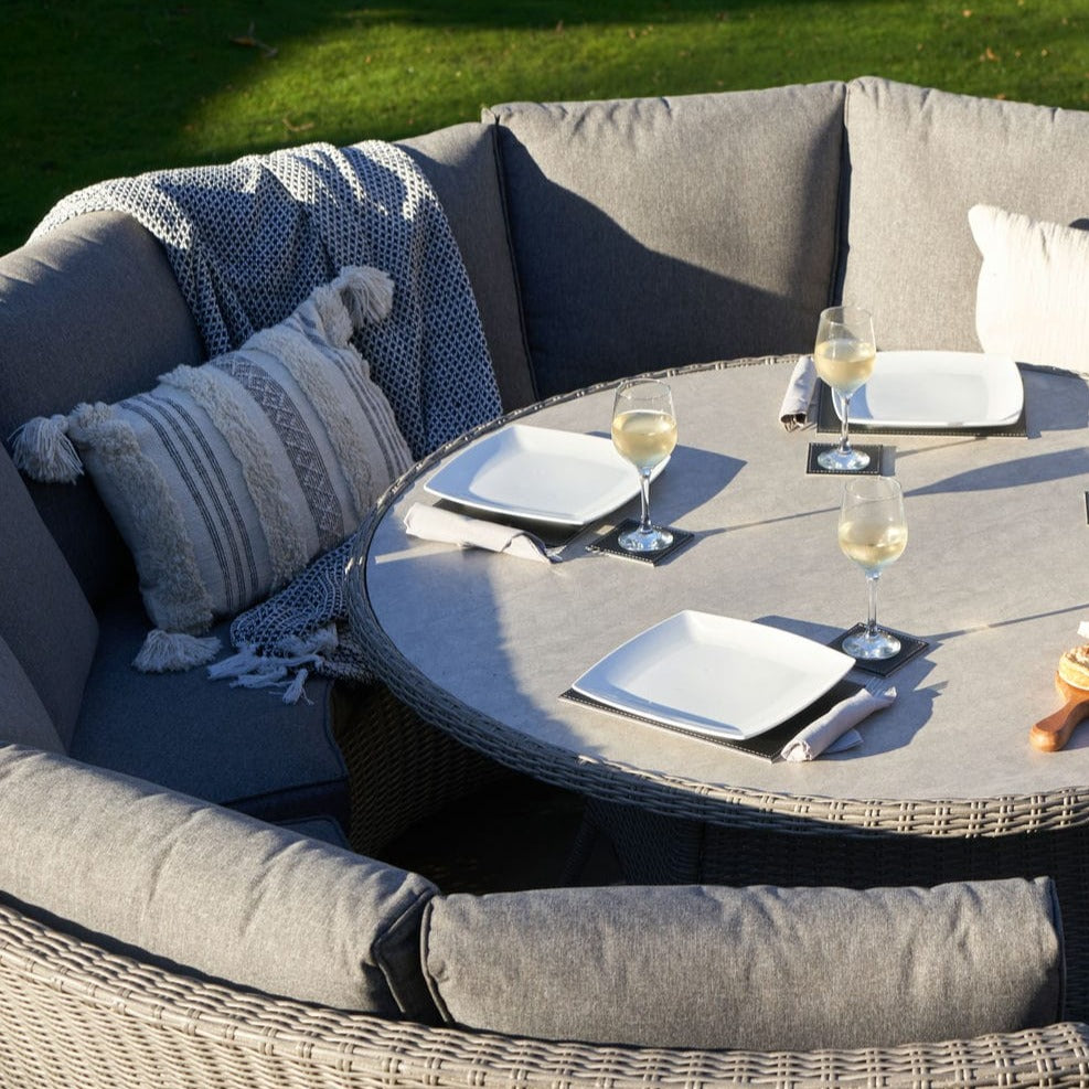 Bermuda Lounge Dining Set with Ceramic Top in Stone Grey