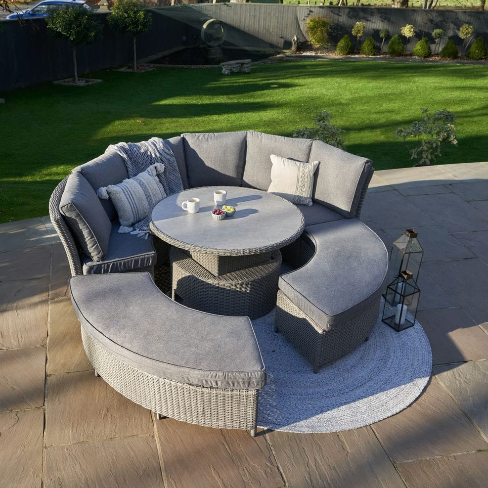 Bermuda Daybed Dining Set with Ceramic Top in Stone Grey