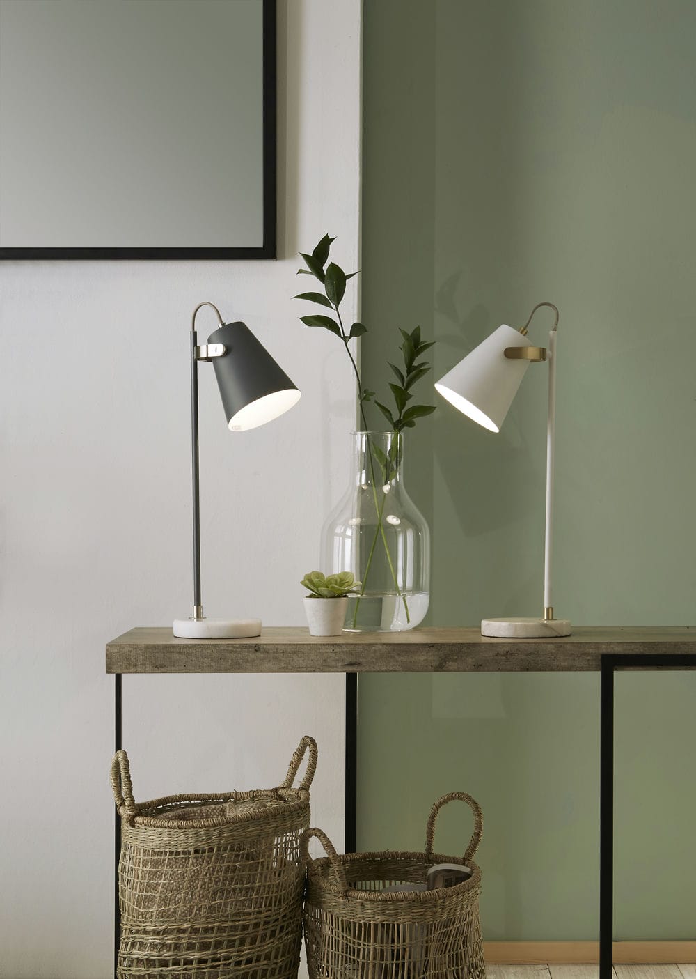 Theia White and Brushed Brass Task Table Lamp