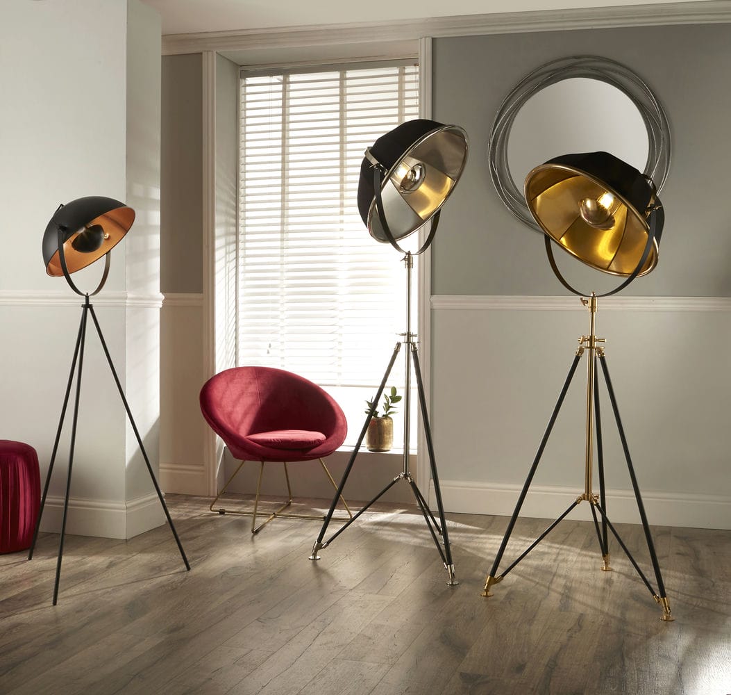 Sona Black and Copper Diffused Tripod Floor Lamp