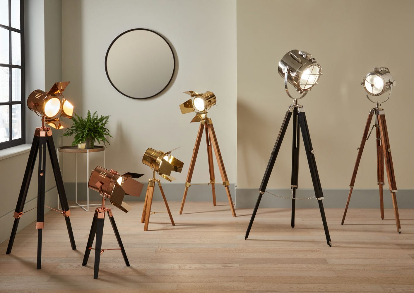 Hereford Gold and Natural Tripod Floor Lamp