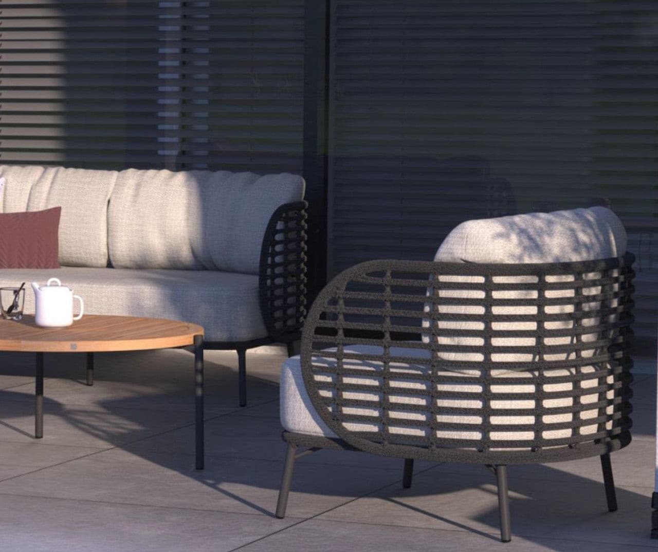 4 Seasons Fabrice Lounge Coffe Table and Footstool Lounge Set - Vookoo Lifestyle