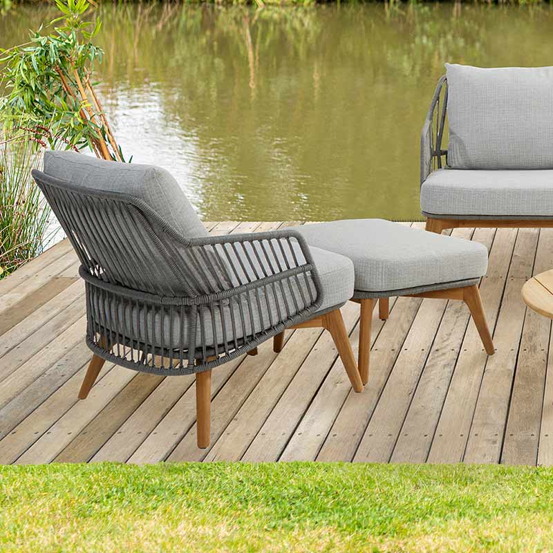 4 Seasons Outdoor Sempre Lounge Set with Zucca Coffee Table & Footstool - Vookoo Lifestyle