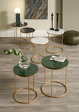 S/2 Milly Green Marble Tables with Gold Frame