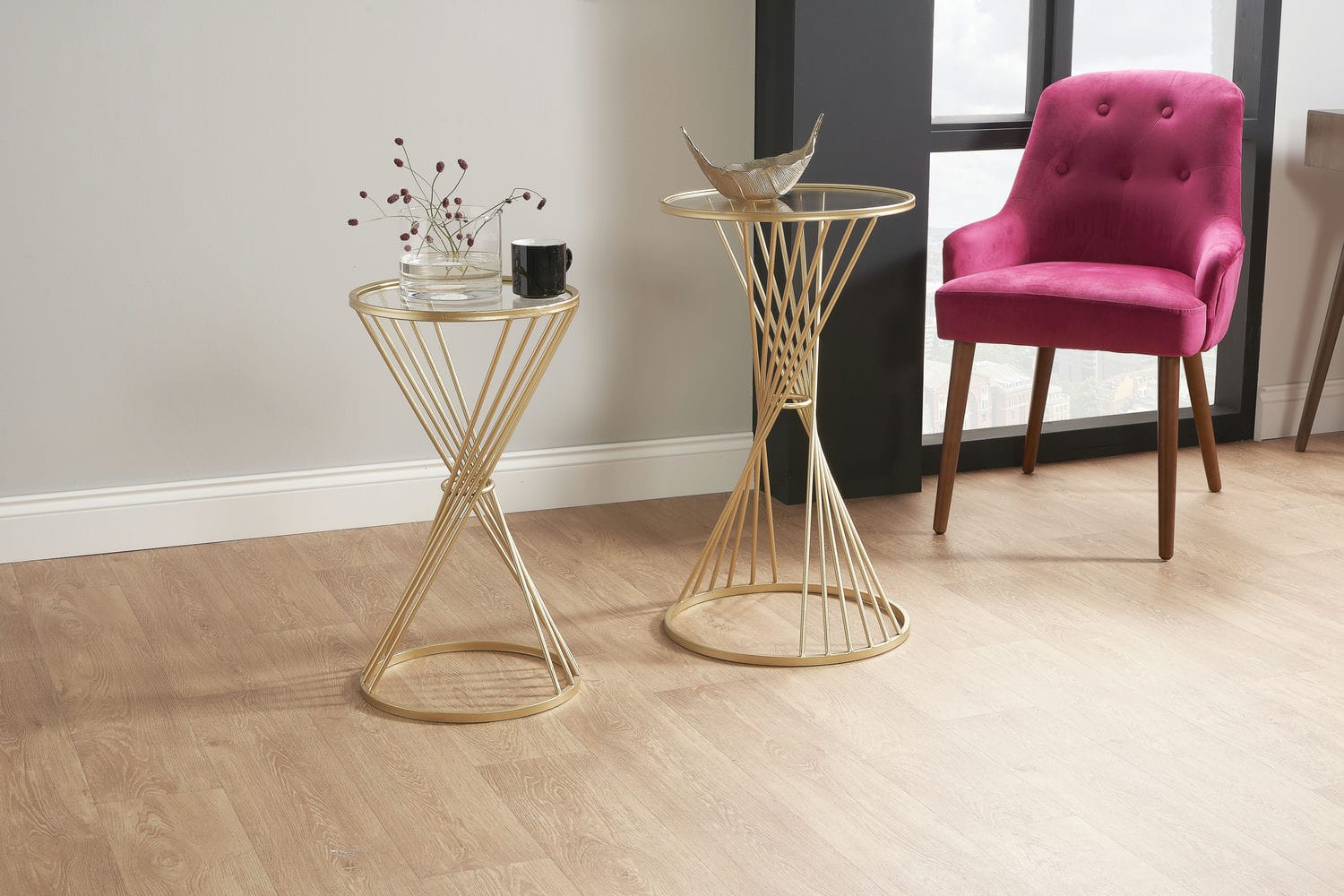 Liberty Glass and Gold Metal Small Table