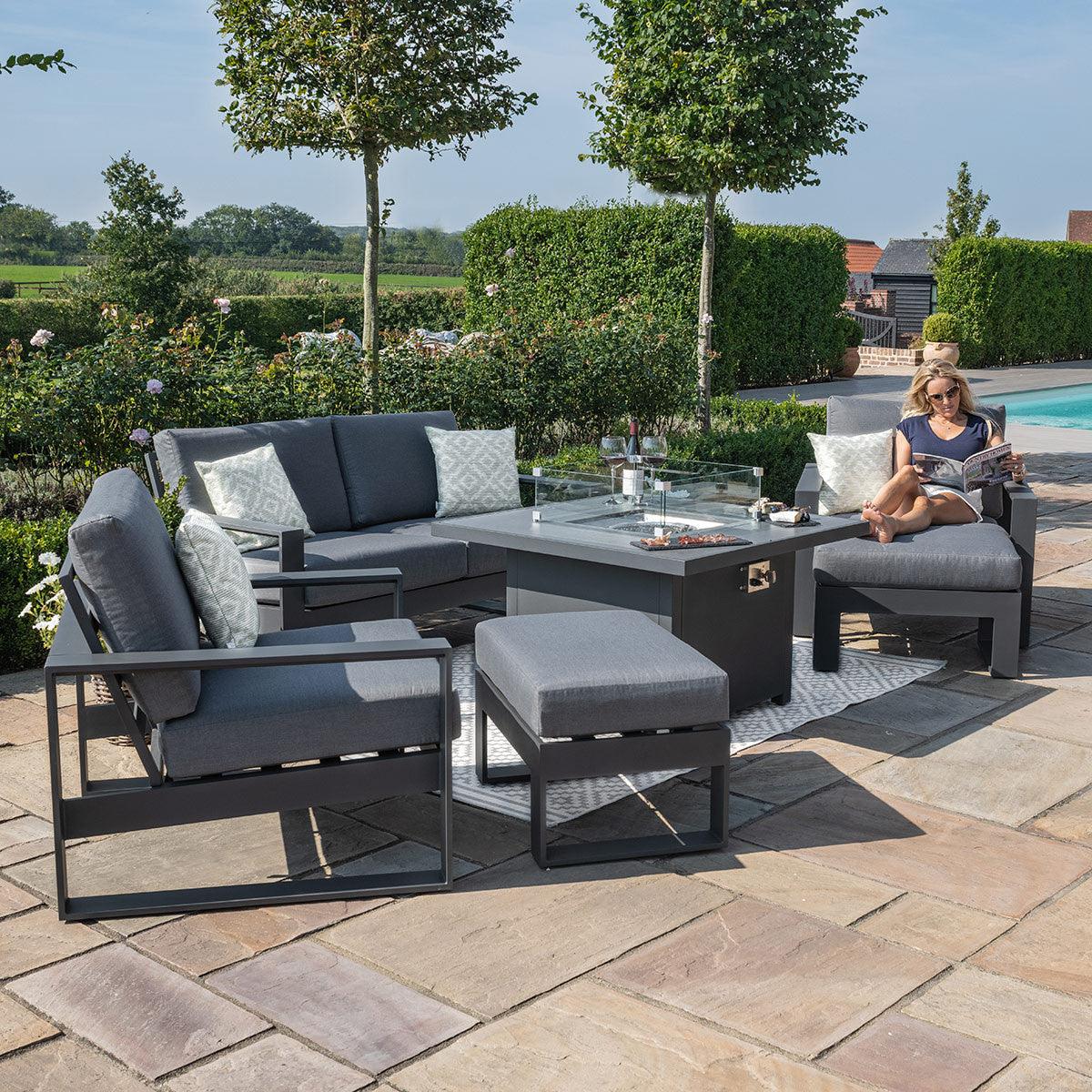 Amalfi 2 Seat Sofa Set With Square Fire Pit Table - Vookoo Lifestyle