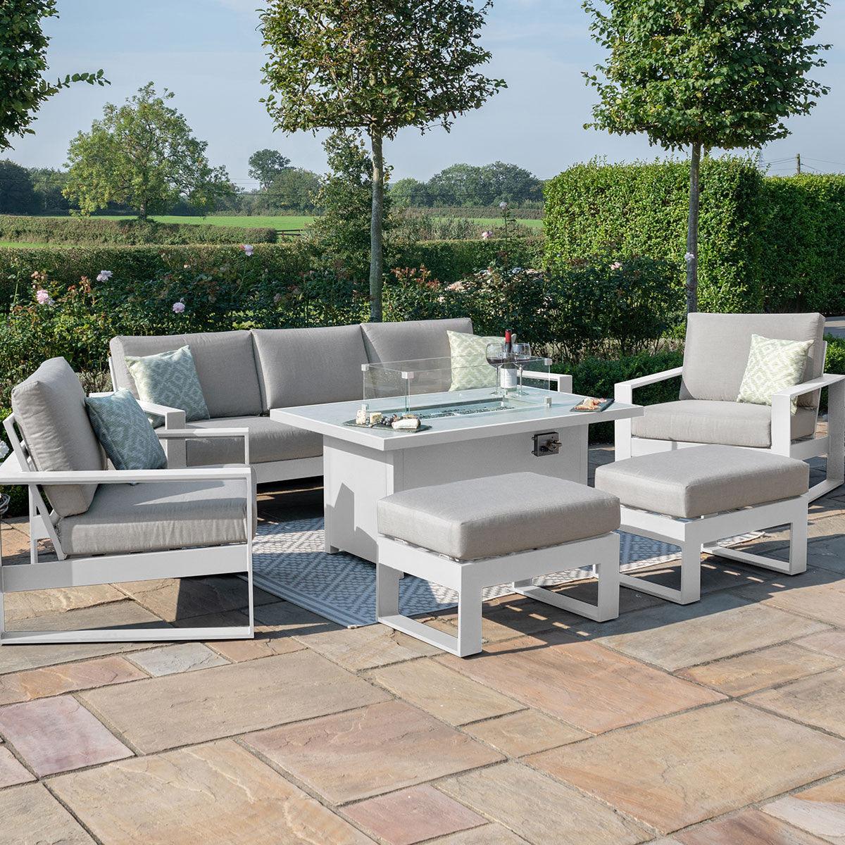 Amalfi 3 Seat Sofa Set With Rectangular Fire Pit Table - Vookoo Lifestyle