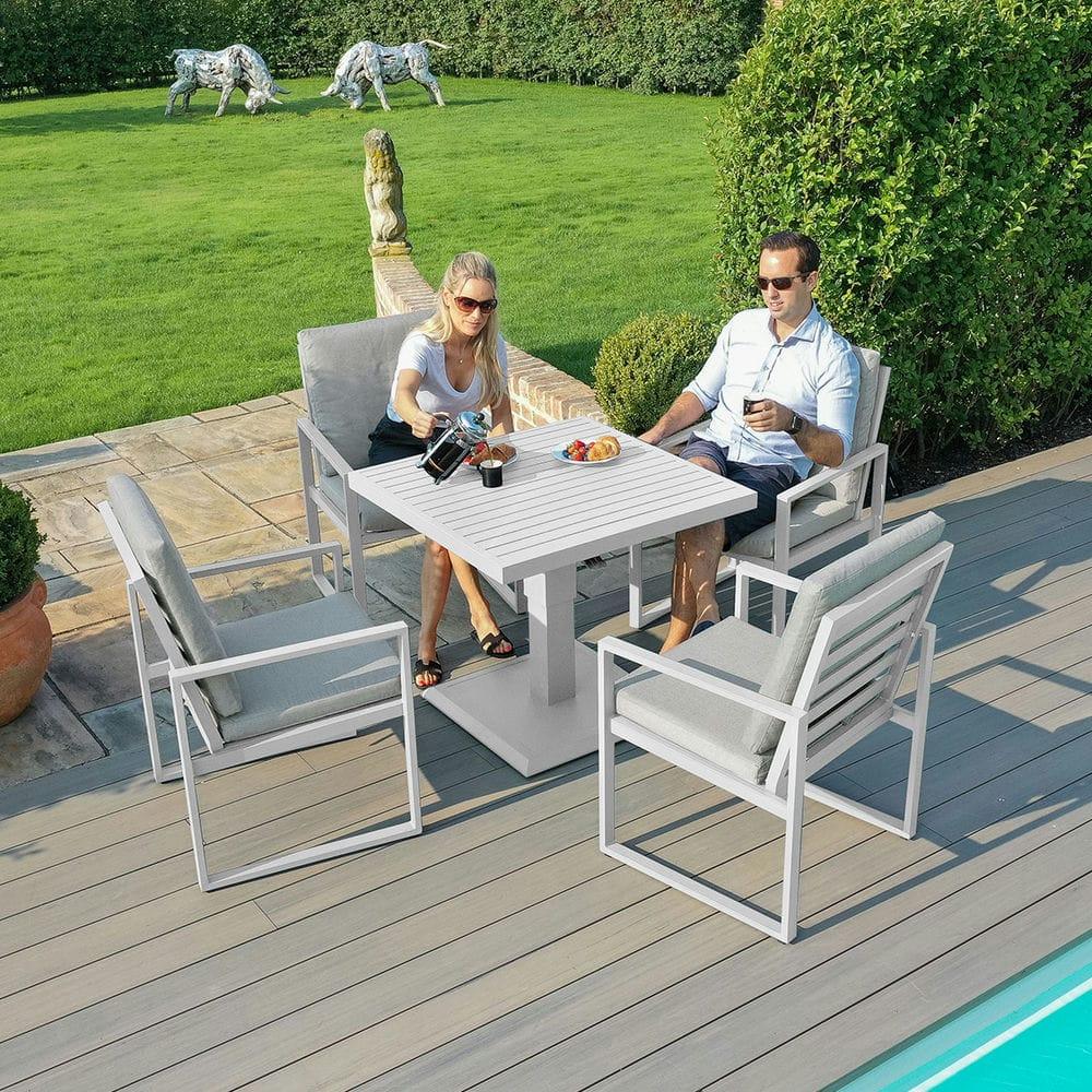 Amalfi 4 Seat Square Dining Set with Rising Table - Vookoo Lifestyle