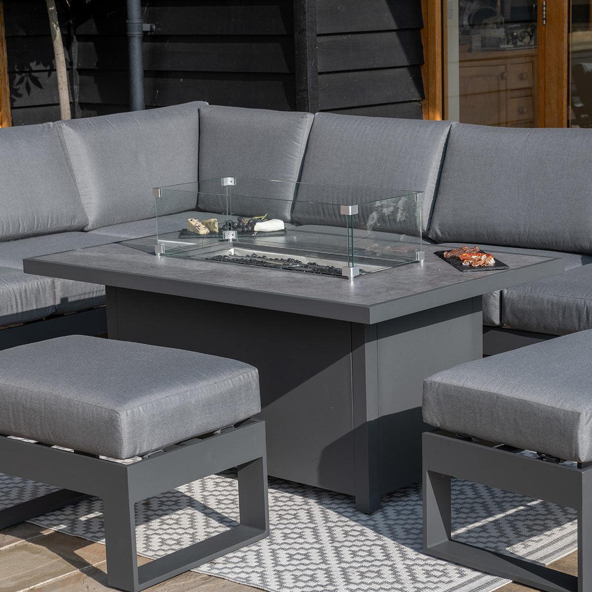 Amalfi Large Corner Group With Fire Pit Table - Vookoo Lifestyle