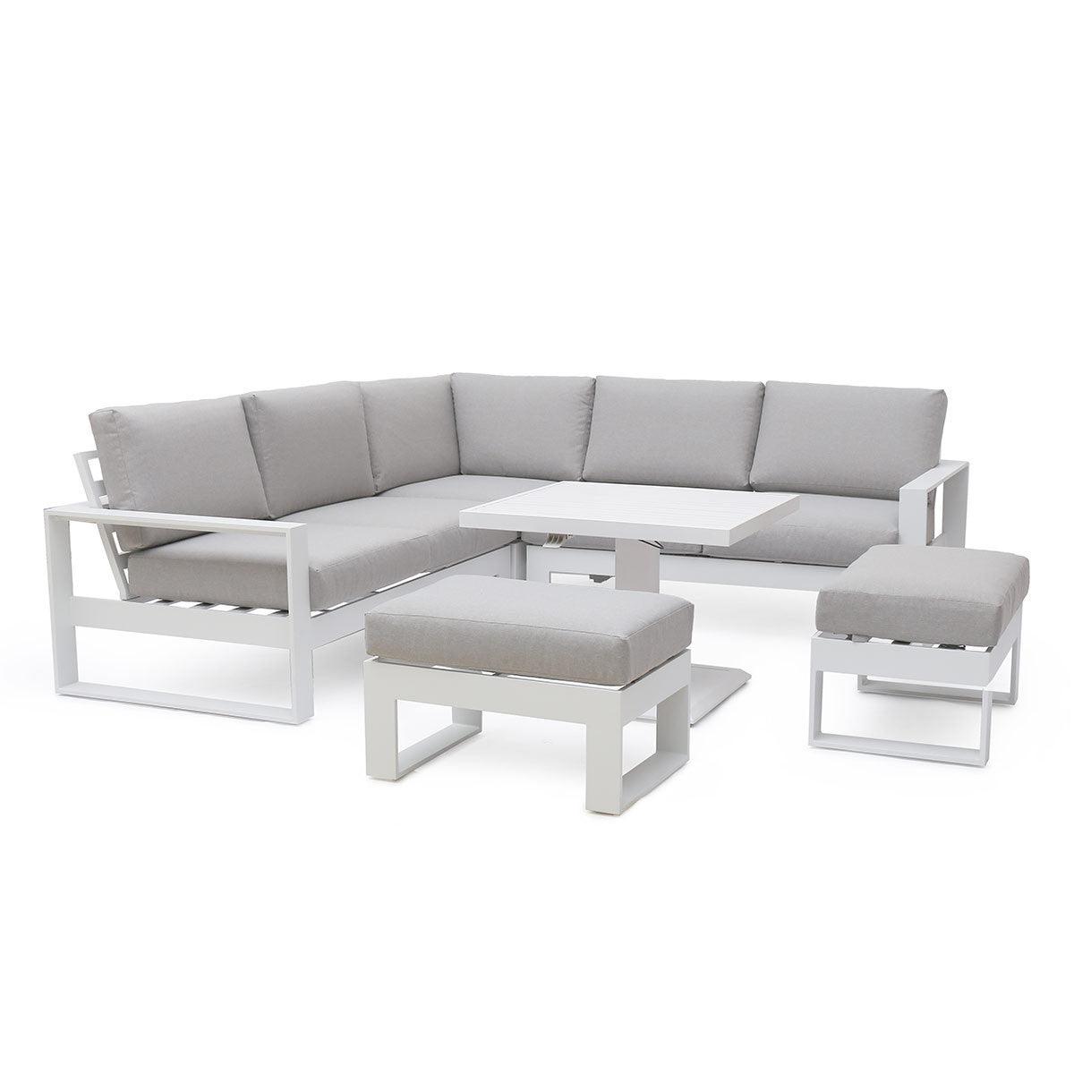 Amalfi Small Corner Dining with Square Rising Table and Footstools - Vookoo Lifestyle