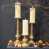 Antique Brass Effect Tall Candle Holder - Vookoo Lifestyle