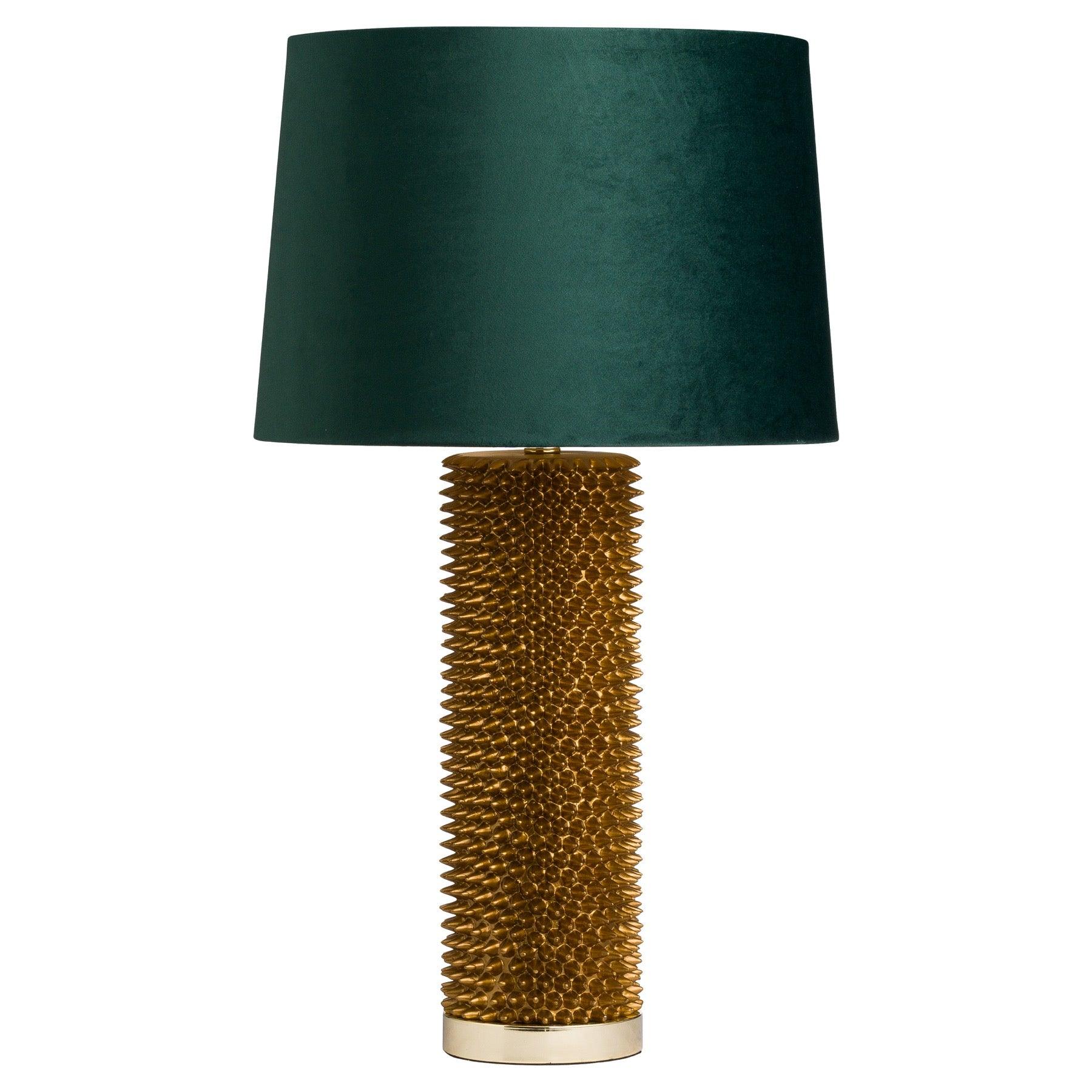 Antique Gold Acantho Table Lamp With Emerald Velvet Shade - Vookoo Lifestyle