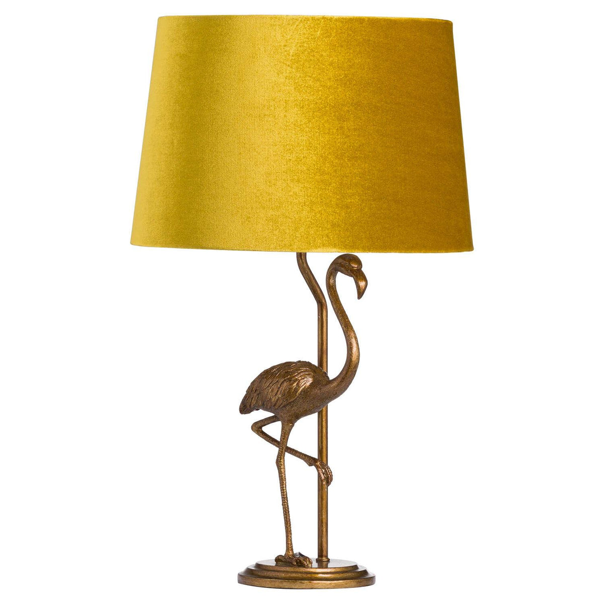 Antique Gold Flamingo Lamp With Mustard Velvet Shade - Vookoo Lifestyle