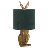 Antique Gold Hare Table Lamp With Green Velvet Shade - Vookoo Lifestyle