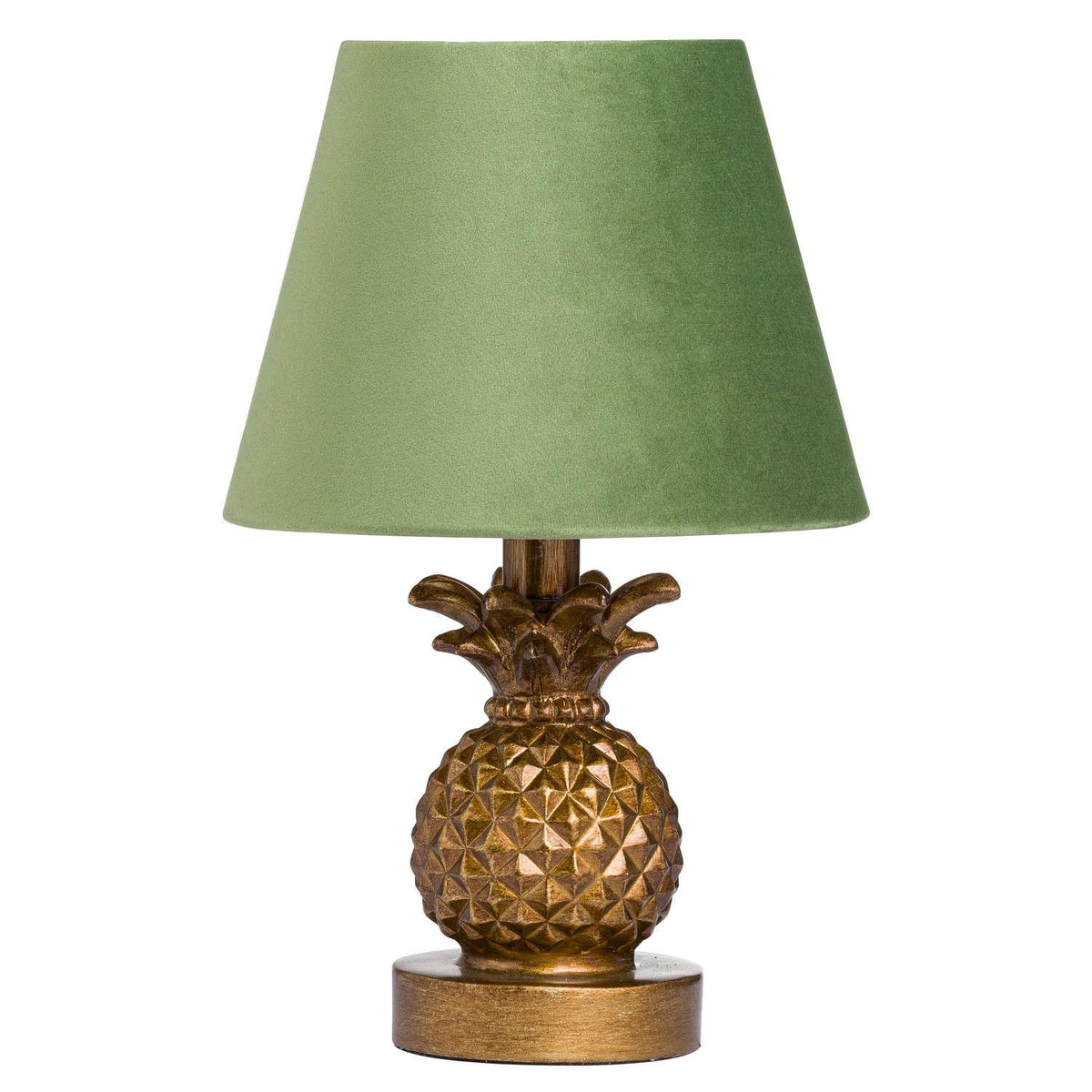 Antique Gold Pineapple Lamp With Artichoke Green VelvetShade - Vookoo Lifestyle