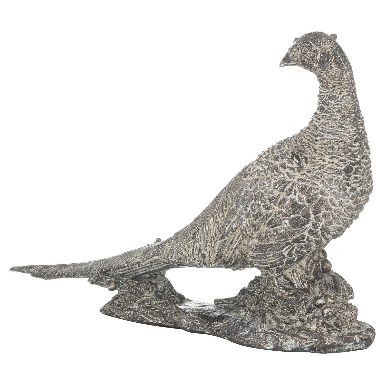 Antique Silver Cock Pheasant Ornament - Vookoo Lifestyle