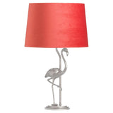 Antique Silver Flamingo Lamp With Coral Velvet Shade - Vookoo Lifestyle