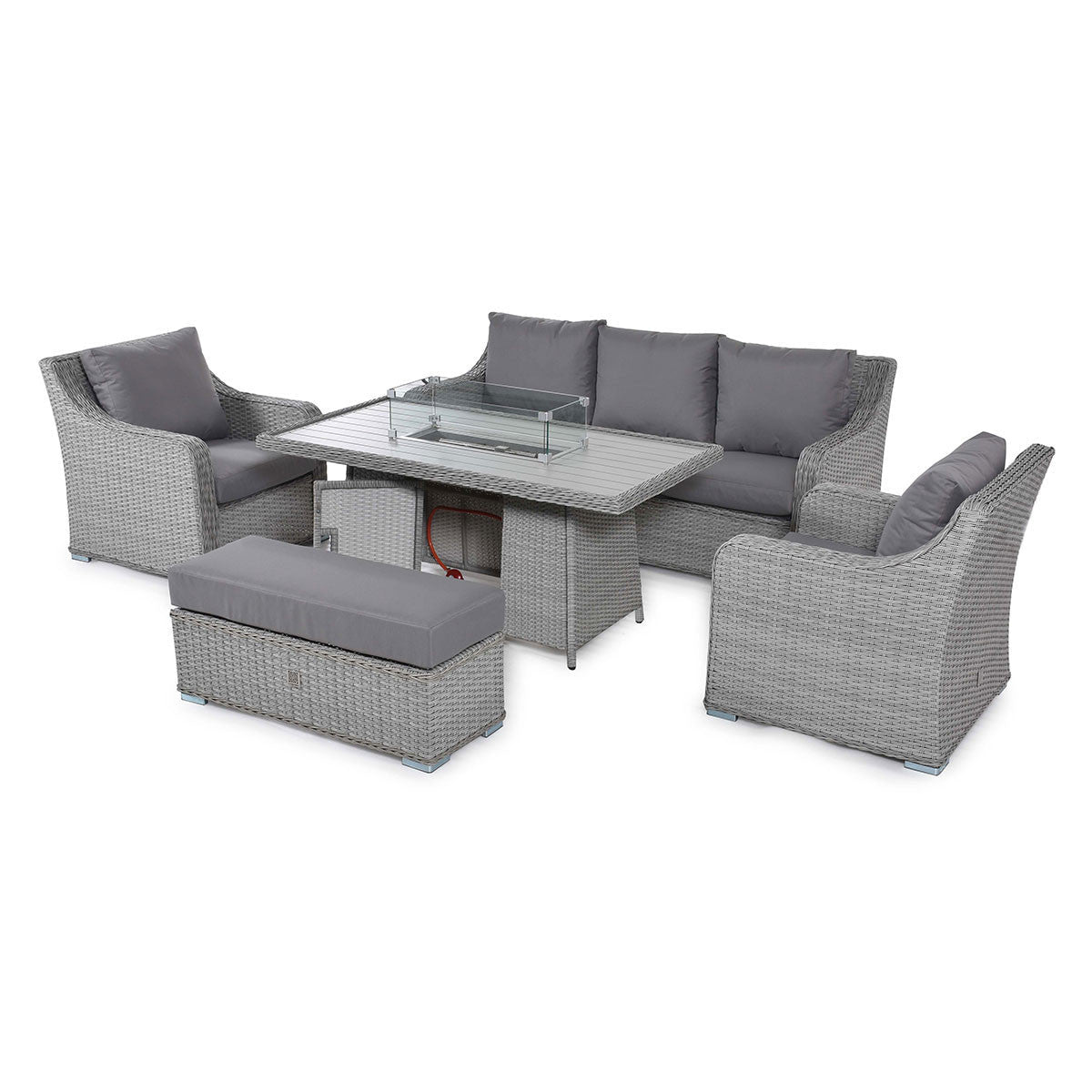 Ascot 3 Seat Sofa Dining Set with Fire Pit - Vookoo Lifestyle