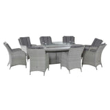 Ascot 8 Seat Oval Dining Set with Fire Pit - Vookoo Lifestyle
