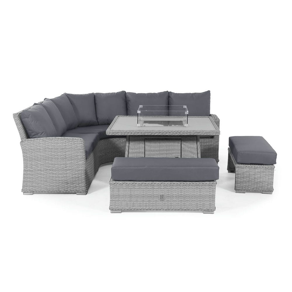 Ascot Deluxe Corner Dining Set with Fire Pit - Vookoo Lifestyle
