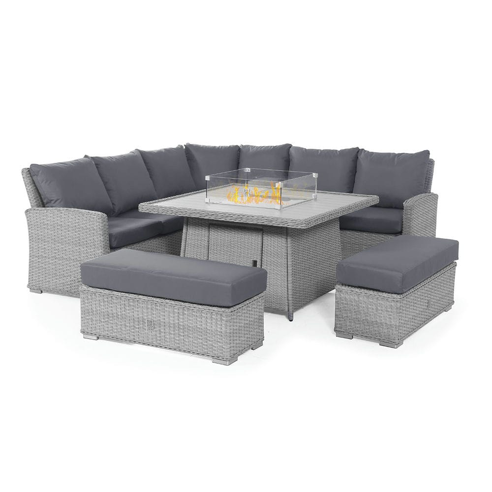 Ascot Deluxe Corner Dining Set with Fire Pit - Vookoo Lifestyle