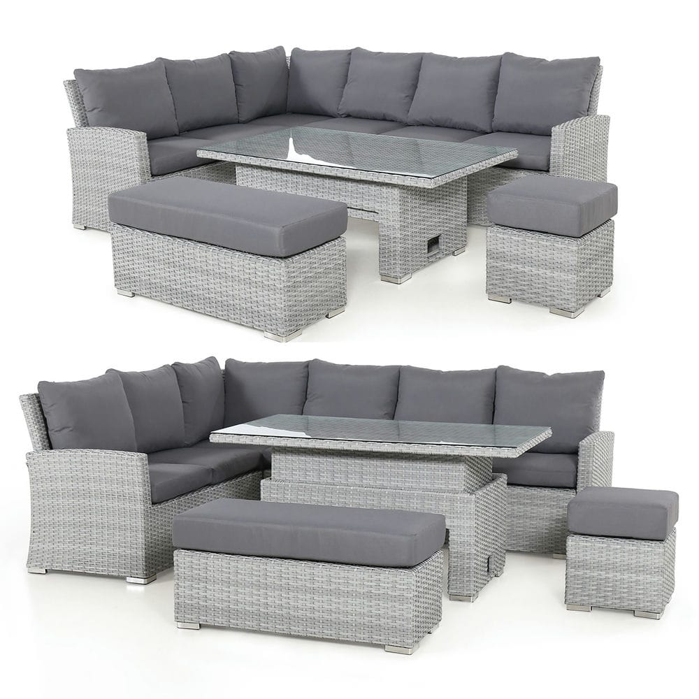 Ascot Rectangular Corner Dining Set with Fire Pit - Vookoo Lifestyle