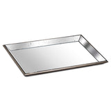 Astor Distressed Large Mirrored Tray With Wooden Detailing - Vookoo Lifestyle