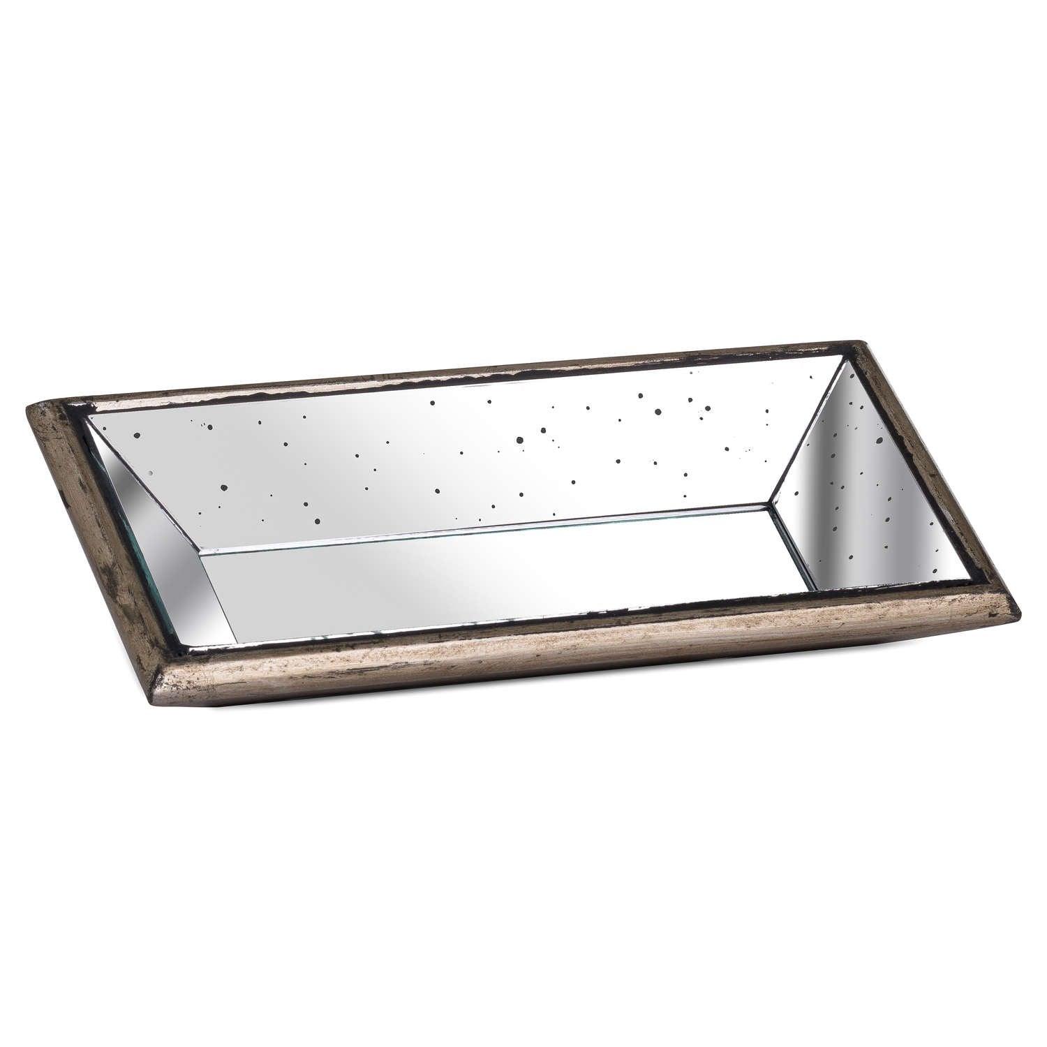 Astor Distressed Mirrored Display Tray With Wooden Detailing - Vookoo Lifestyle