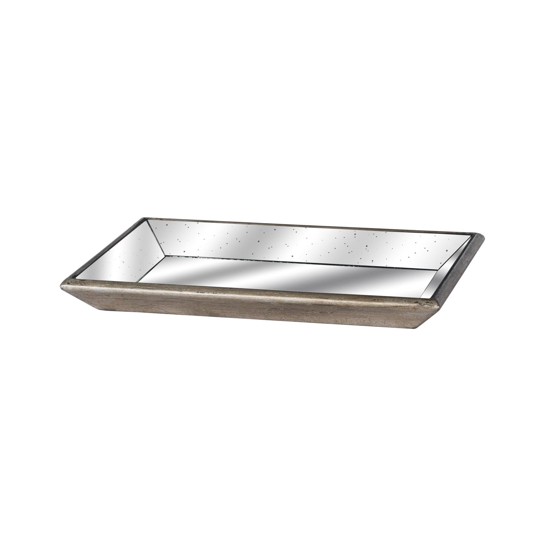 Astor Distressed Mirrored Tray With Wooden Detailing - Vookoo Lifestyle
