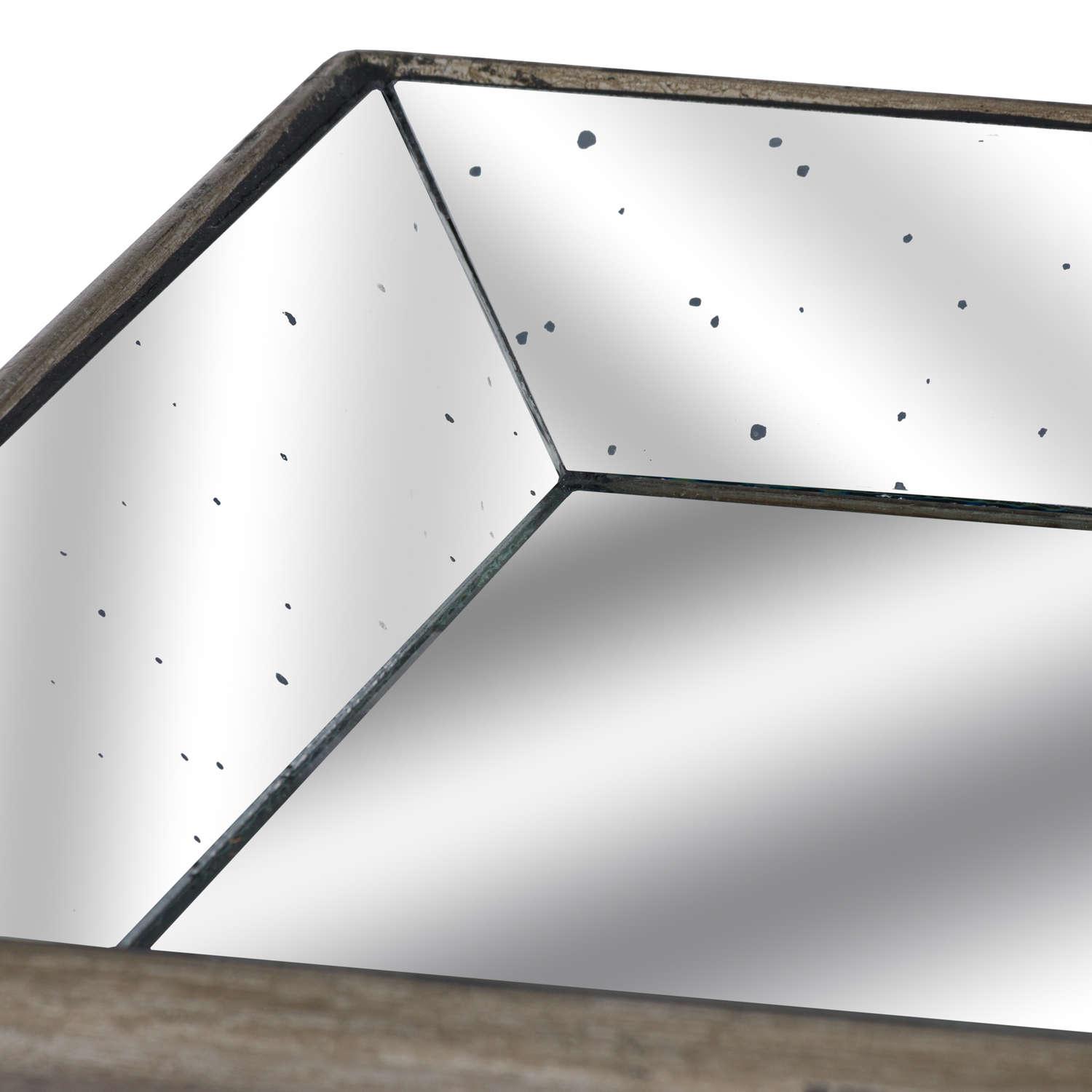 Astor Distressed Mirrored Tray With Wooden Detailing - Vookoo Lifestyle