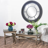 Astor Glass Side Table With Mirror Detailing - Vookoo Lifestyle