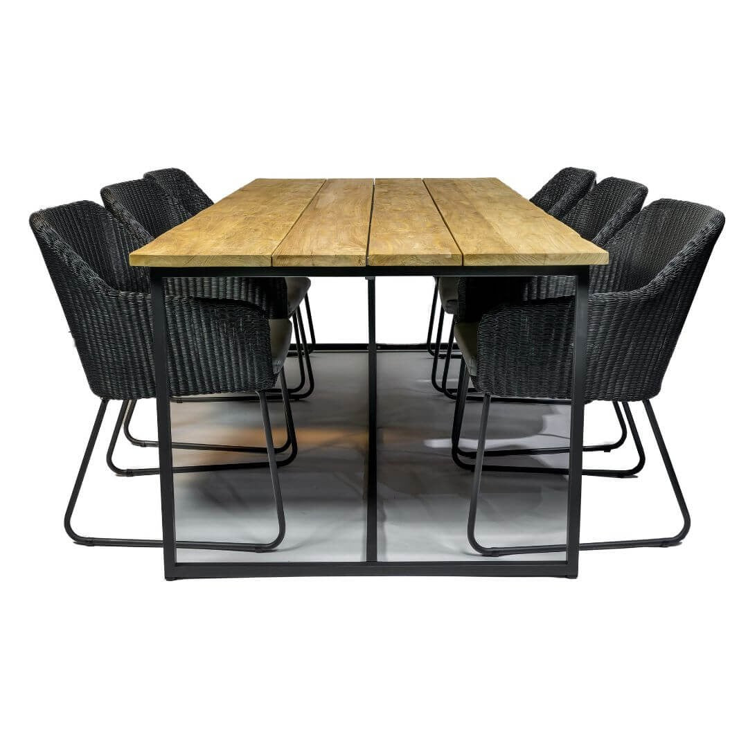 Avila 6 Seat Dining Set with Quatro Teak Table - Vookoo Lifestyle