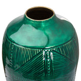 Aztec Collection Brass embossed Ceramic Dipped Urn Vase - Vookoo Lifestyle