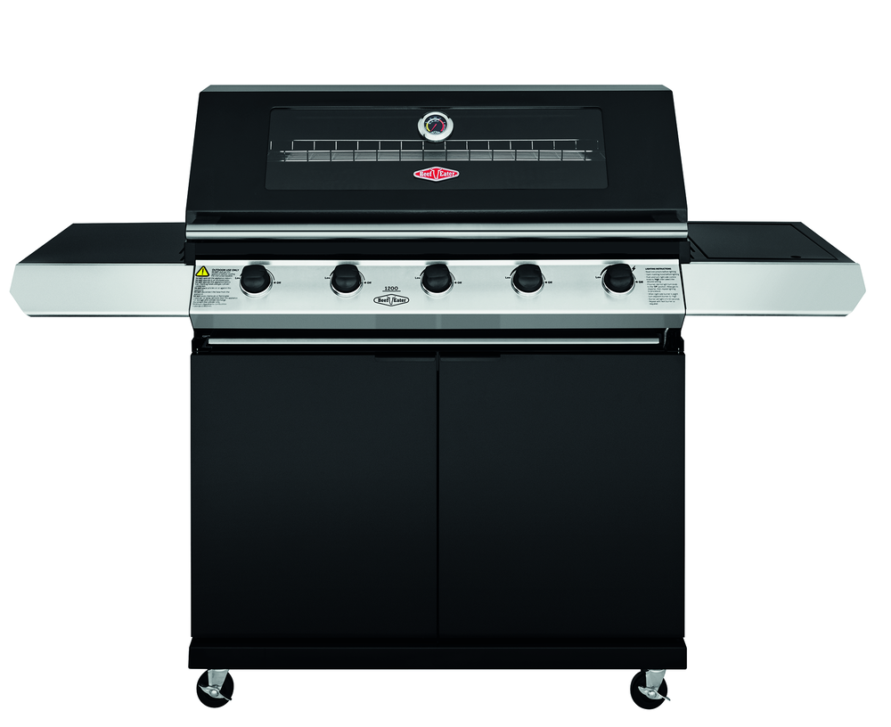 BeefEater 1200E Series 5 Burner Gas Barbecue with Cabinet Trolley and Side Burner - Vookoo Lifestyle