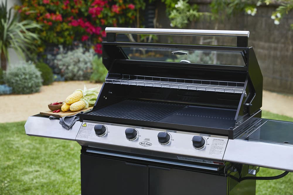 BeefEater 1200E Series 5 Burner Gas Barbecue with Cabinet Trolley and Side Burner - Vookoo Lifestyle