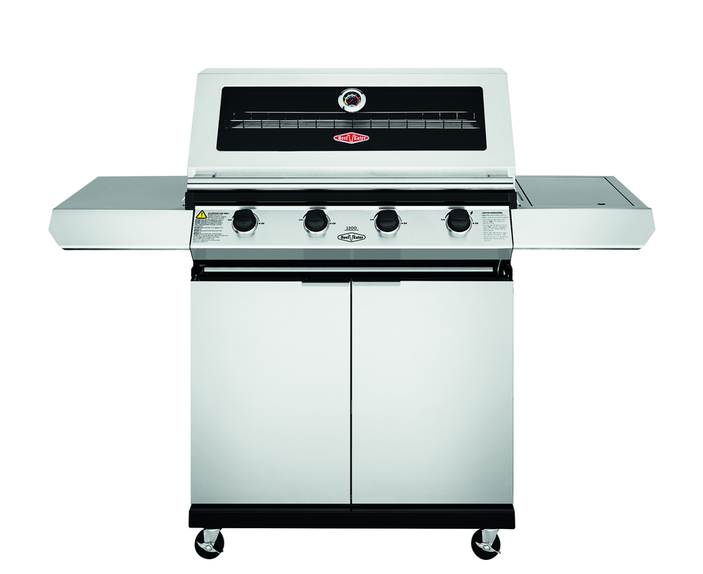 BeefEater 1200S Series 4 Burner Gas Barbecue with Cabinet Trolley and Side Burner - Vookoo Lifestyle