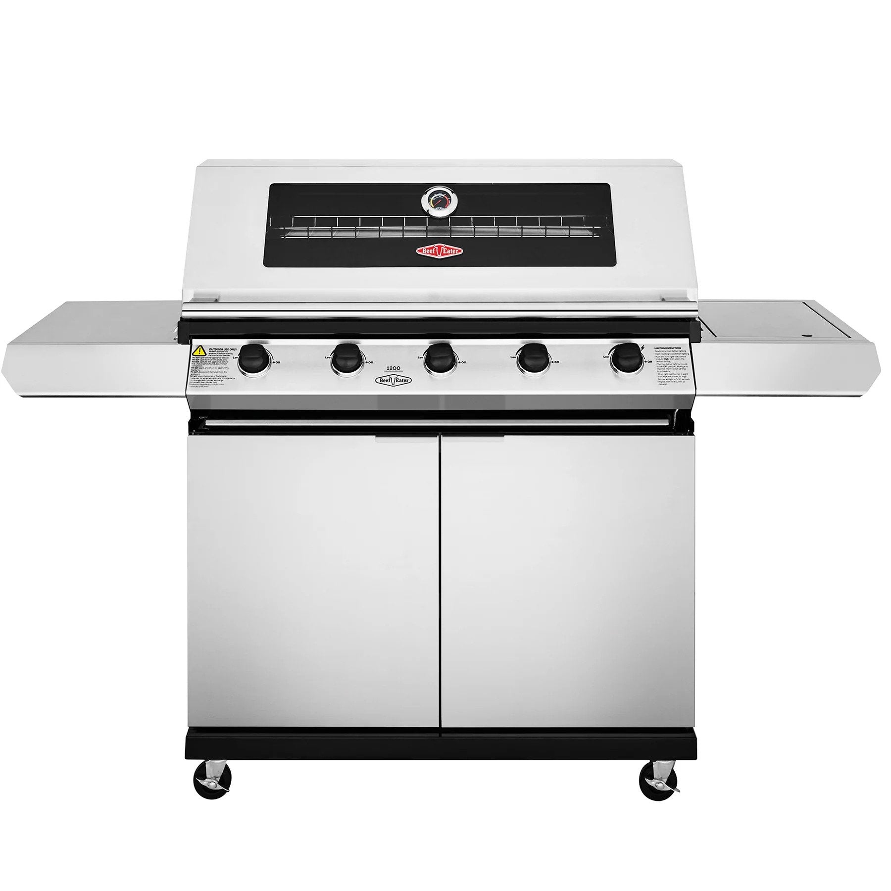 BeefEater 1200S Series 5 Burner Gas Barbecue with Cabinet Trolley and Side Burner - Vookoo Lifestyle