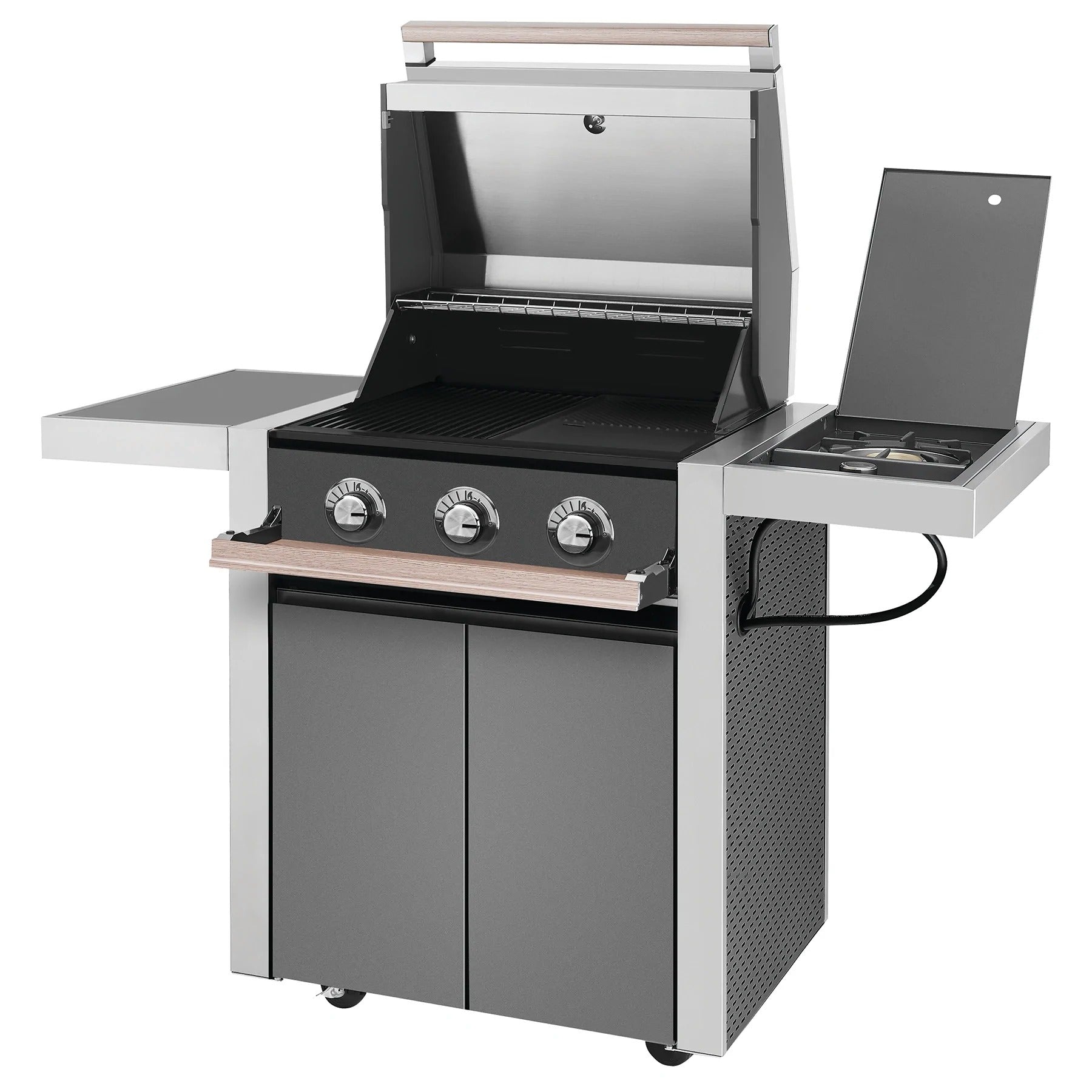BeefEater 1500 Series 3 Burner Gas Barbecue with Cabinet Trolley and Side Burner - Vookoo Lifestyle