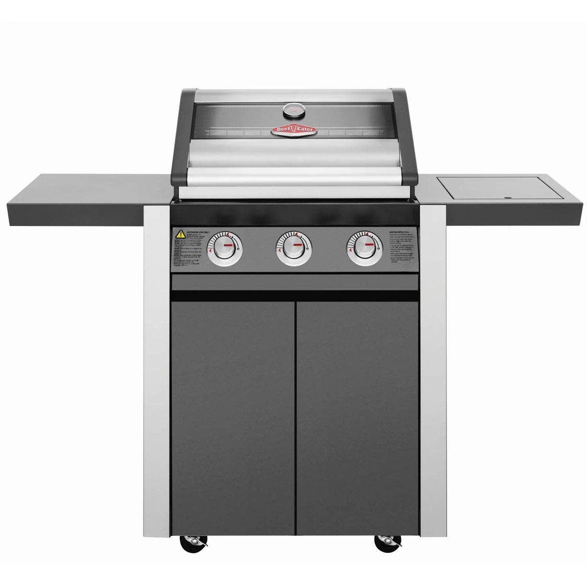 BeefEater 1600E Series 3 Burner Gas Barbecue with Cabinet Trolley and Side Burner - Vookoo Lifestyle