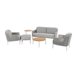 Bernini 2 Seat Sofa Set Teak Tables and Footstool in Light Grey - Vookoo Lifestyle