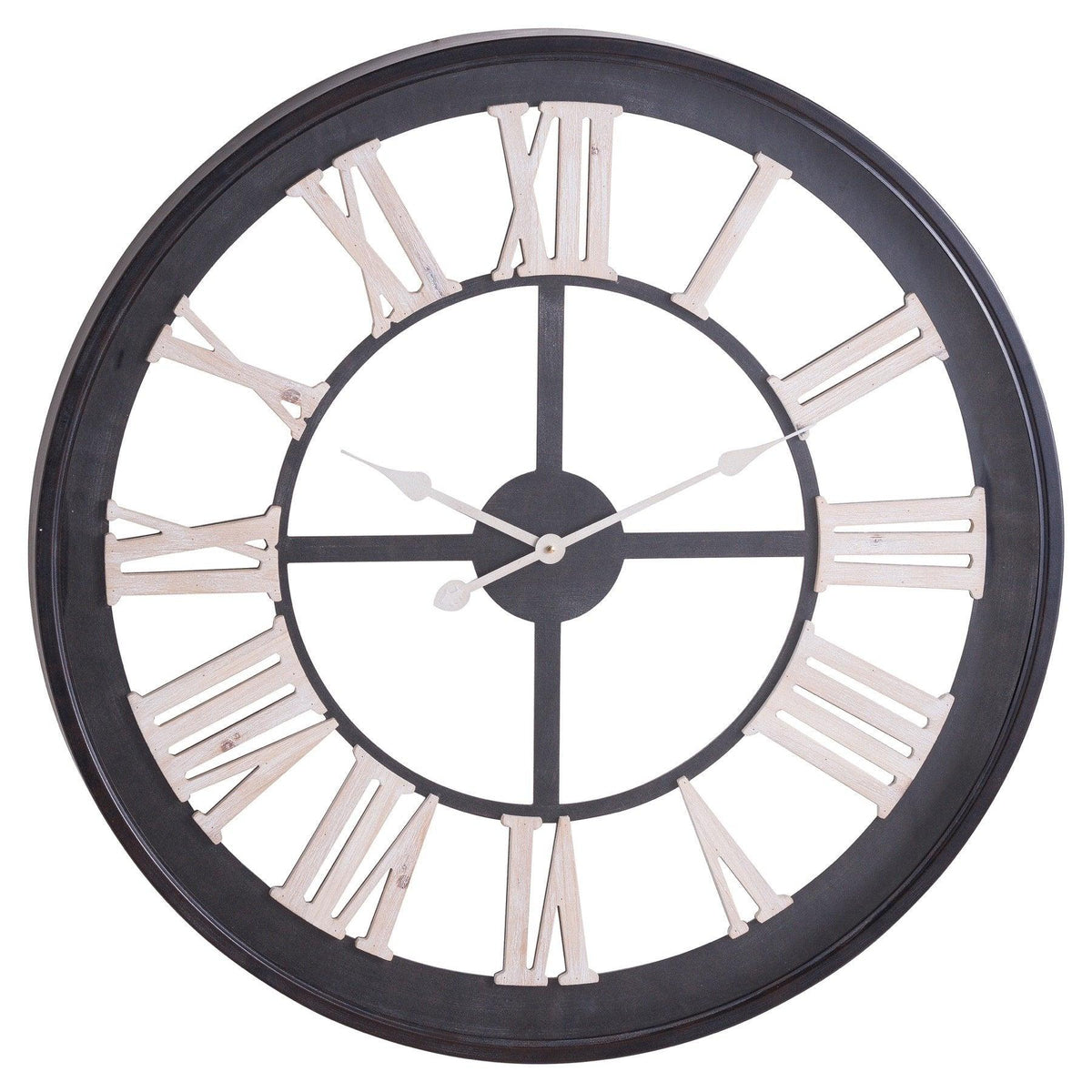 Black Framed Skeleton Clock With White Roman Numerals - Vookoo Lifestyle