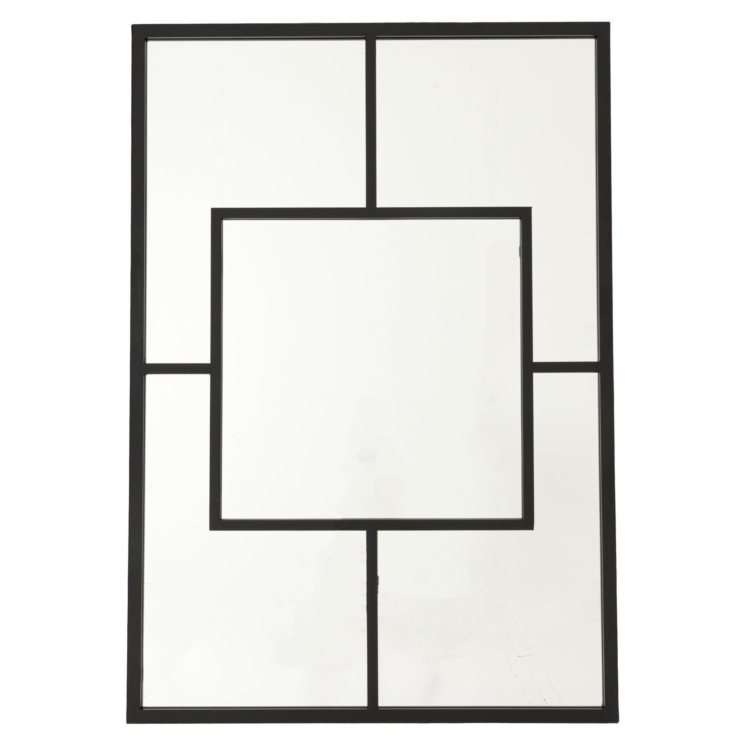 Black Multi Paned Patterned Window Mirror - Vookoo Lifestyle