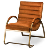 Burnt Orange And Brass Ribbed Ark Chair - Vookoo Lifestyle