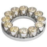Circular Cast Aluminium Tray With Silver Glass Votives - Vookoo Lifestyle