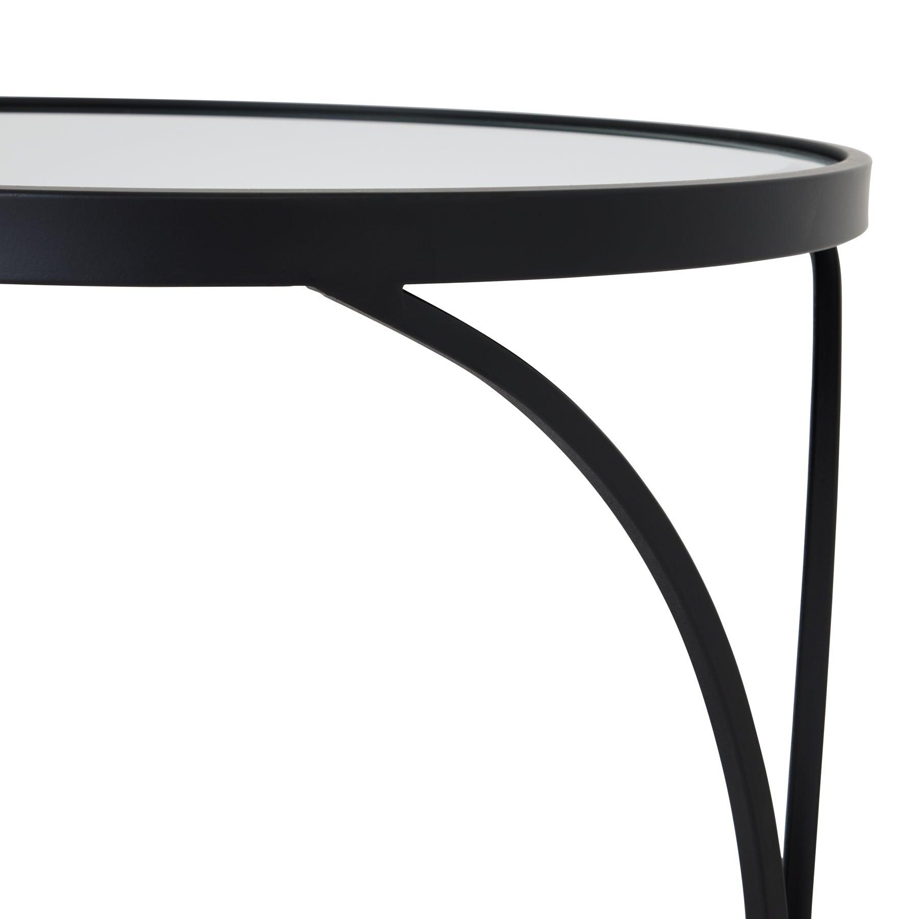 Concaved Set Of Two Black Mirrored Side Tables - Vookoo Lifestyle