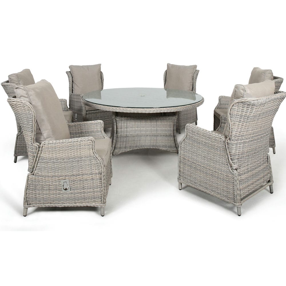 Cotswold Reclining 6 Seat Round Dining Set - Vookoo Lifestyle