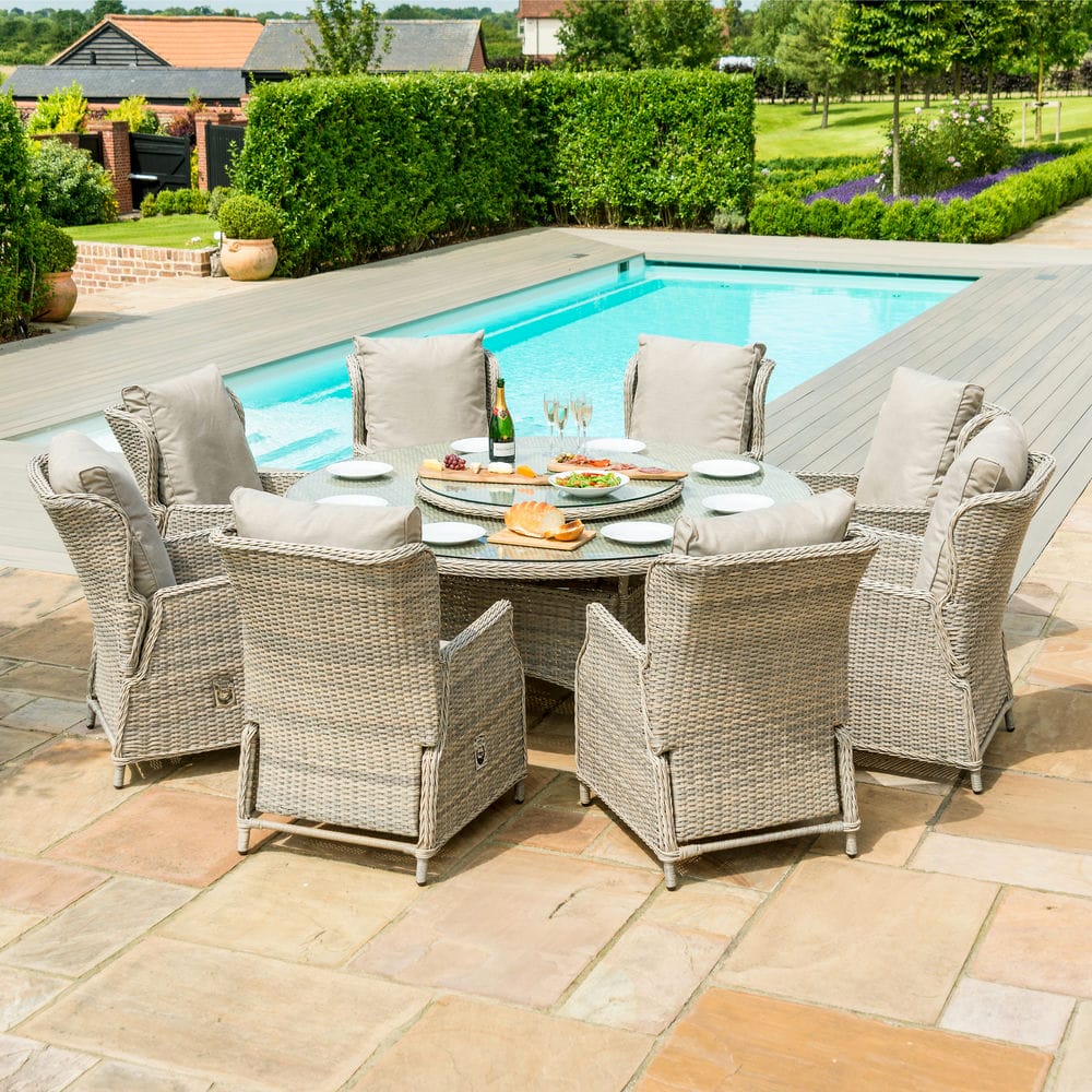 Cotswold Reclining 8 Seat Round Dining Set - Vookoo Lifestyle
