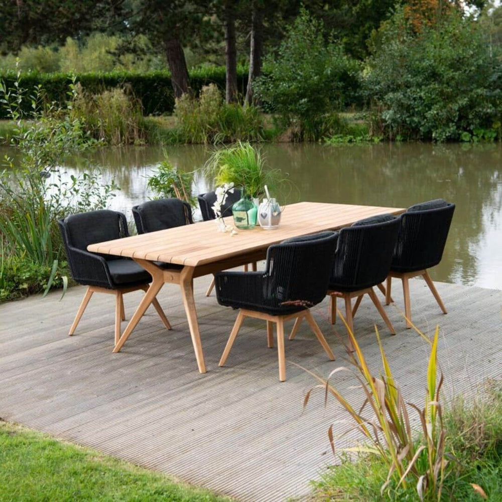 4 Seasons Outdoor Flores 6 Seat Dining Set with Bel Air 240cm Teak Table